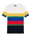 Polo Ralph Lauren Striped Short Sleeve Cable Knit Top In Multicolor