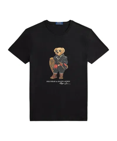 Polo Ralph Lauren Slim-fit Crew Neck T-shirt With Graphic Bear Print In Black