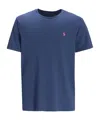 Polo Ralph Lauren Custom Slim Fit Blue Crewneck T-shirt With Pony Embroidery On The Front In Cotton Man In Blue