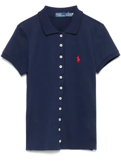 Polo Ralph Lauren Short Sleeves Classic Polo Shirt Full Button In Blue