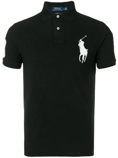 Polo Ralph Lauren Short Sleeves Knit Big Logo Polo Shirt In Black