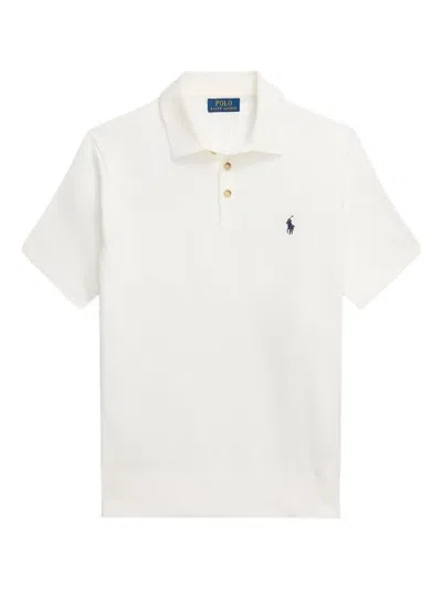 Polo Ralph Lauren Short Sleeves Knit Polo Neck Sweater In White
