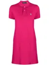 Polo Ralph Lauren Short Sleeves Polo Neck Dress In Pink & Purple