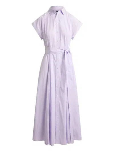 Polo Ralph Lauren Short Sleeves Shirt Midi Dress In Purple