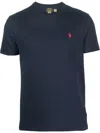 Polo Ralph Lauren Blue Crewneck T-shirt With Pony Embroidery On The Front