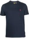 Polo Ralph Lauren Blue Crewneck T-shirt With Pony Embroidery On The Front In Blue