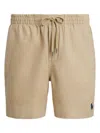 Polo Ralph Lauren Beige Solid Color Mid-trunk Swim Trunks In Beige