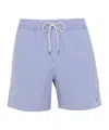 Polo Ralph Lauren Traveler Straight-leg Mid-length Striped Cotton-blend Seersucker Swim Shorts In Blue