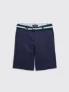 Polo Ralph Lauren Blue Bermuda Shorts With Belt In Stretch Cotton Boy In Navy