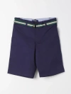 Polo Ralph Lauren Blue Bermuda Shorts With Belt In Stretch Cotton Boy In Navy