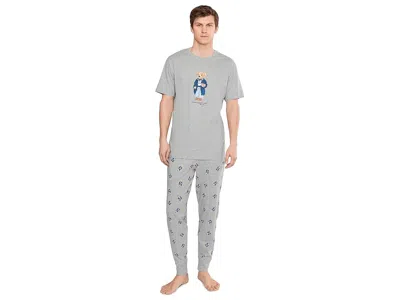 Polo Ralph Lauren Shorts Sleeve Crew Pajama Joggers Bear In Gray