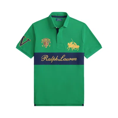Pre-owned Polo Ralph Lauren Short-sleeve Basic Mesh Ralph Lauren Script Chest Stripe Polo 'stafford Green/newp
