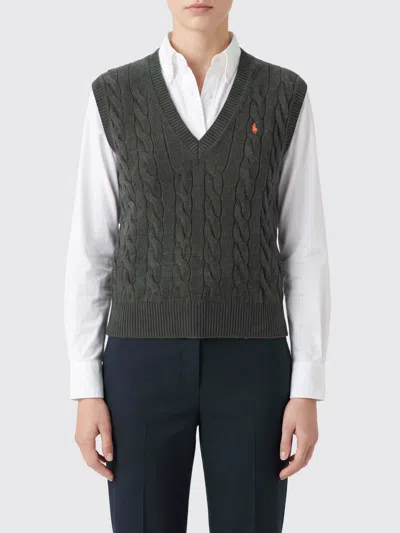 Polo Ralph Lauren Short-sleeve Cable-knit Wool And Cashmere V-neck Jumper In Gray