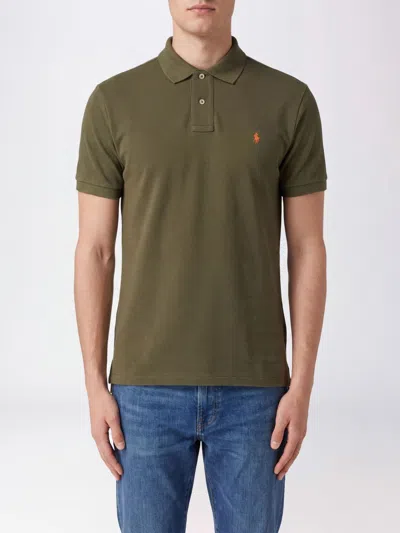 Polo Ralph Lauren Short-sleeve Cotton Polo Shirt With Contrasting Embroidered Logo In Green