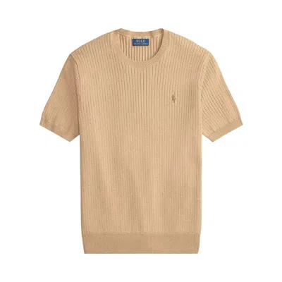 Pre-owned Polo Ralph Lauren Short-sleeve Pullover Sweater 'camel Melange' | Tan | Men's Size M In Brown