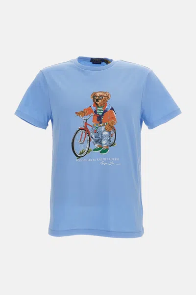 Polo Ralph Lauren Short Sleeve Jersey Knit Novelty Summer Bear Tee In Blue