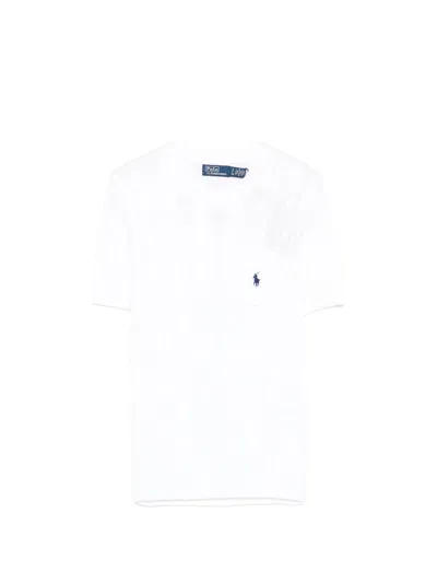 Polo Ralph Lauren Short-sleeved Cable-knit Sweater In White