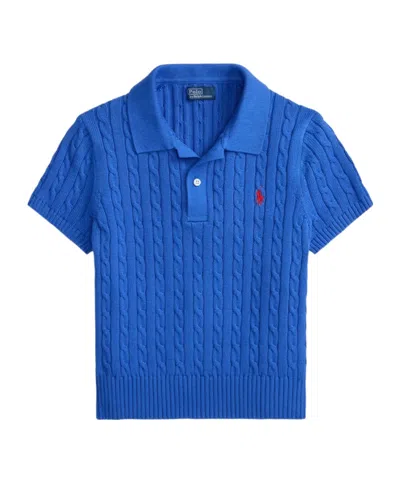 Polo Ralph Lauren Short-sleeved Knitted Polo Shirt In Blue