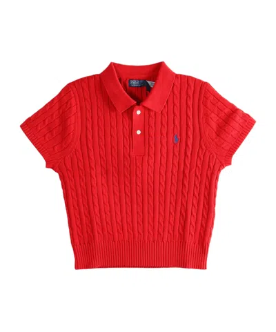 Polo Ralph Lauren Short-sleeved Knitted Polo Shirt In Red