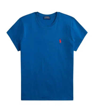 Polo Ralph Lauren Short-sleeved Knitted T-shirt In Blue