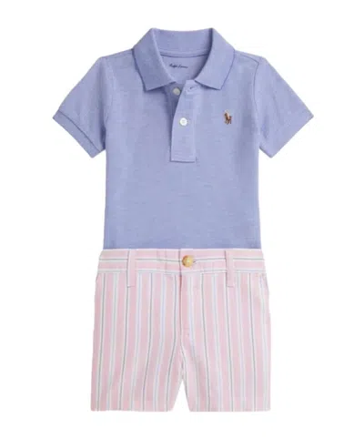 Polo Ralph Lauren Short-sleeved Polo Shirt Set In Blue