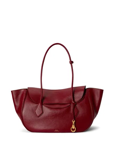 Polo Ralph Lauren Shoulder Bag Calf Leather "large" In Red