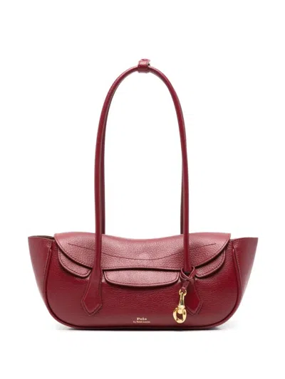 Polo Ralph Lauren Shoulder Bag Calf Leather "small Shoulder Bag" In Red
