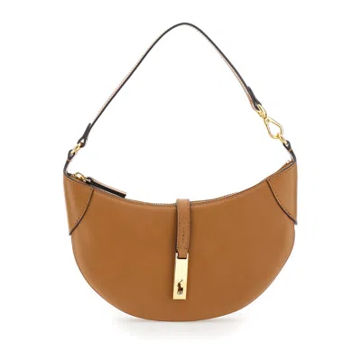Polo Ralph Lauren Shoulder Bag P Id Mn Shdr-shoulder Bag-small Beige Leather For Women Brown Cow Hand