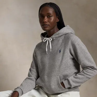 Polo Ralph Lauren Shrunken Fit Fleece Hoodie In Dark Vintage Heather In Gray