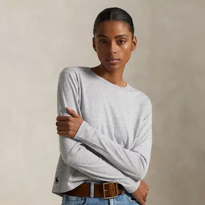 Polo Ralph Lauren Shrunken Fit Jersey Long-sleeve Tee In Cobblestone Heather