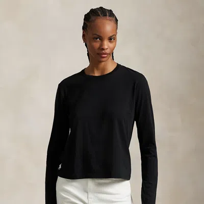 Polo Ralph Lauren Shrunken Fit Jersey Long-sleeve Tee In Polo Black