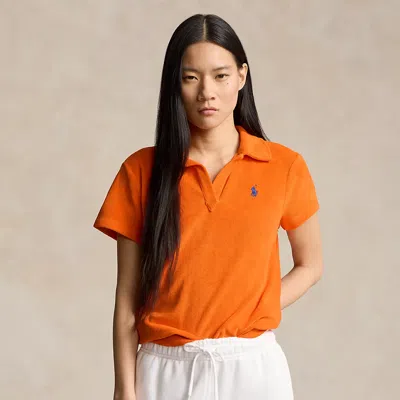 Polo Ralph Lauren Shrunken Fit Terry Polo Shirt In Orange