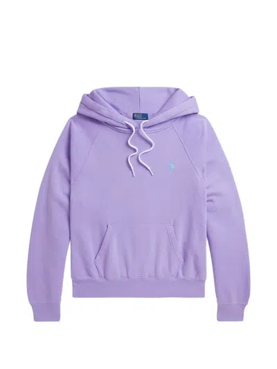 Polo Ralph Lauren Shrunken-fit Lightweight Fleece Hoodie In Purple