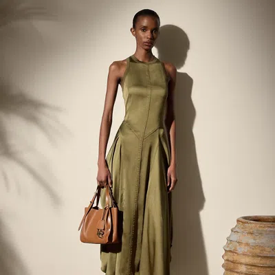 Polo Ralph Lauren Sienna Washed Charmeuse Day Dress In Moss