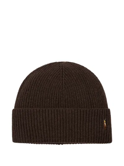 Polo Ralph Lauren Signature-cuff Beanie Hat In Brown