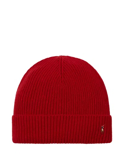 Polo Ralph Lauren Signature-cuff Beanie Hat In Red