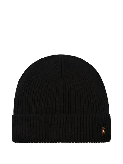 Polo Ralph Lauren Signature-cuffed Beanie Hat In Black