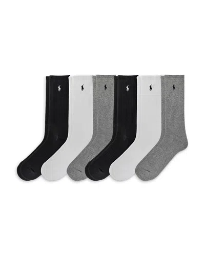 Polo Ralph Lauren Signature Embroidered Crew Socks, Pack Of Six In Multi