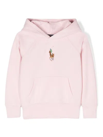 Polo Ralph Lauren Kids' Signature Embroidered-logo Hoodie In Pink