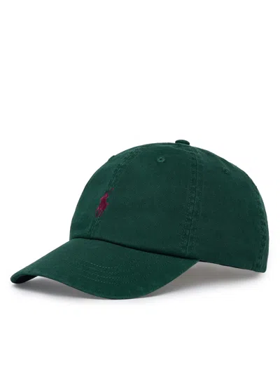 Polo Ralph Lauren Signature Embroidered Pony Cotton Cap With Buckled Back Strap In Green