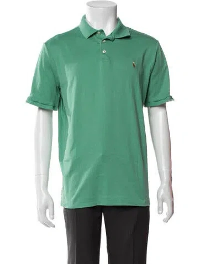 Pre-owned Polo Ralph Lauren Signature Logo Crew Neck Polo Shirt In Green