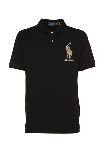 Polo Ralph Lauren Signature Logo Embroidered Polo Shirt In Black