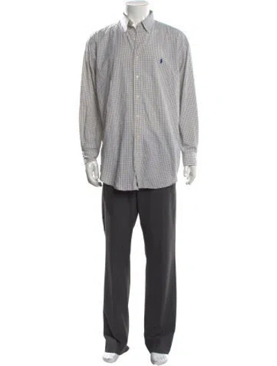Pre-owned Polo Ralph Lauren Signature Logo Plaid Print Shirt In Neutrals