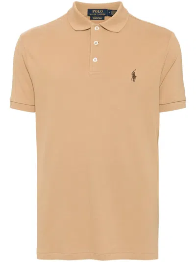 Polo Ralph Lauren Signature Polo Pony Motif Polo Shirt In Neutrals