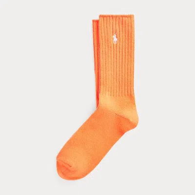 Polo Ralph Lauren Signature Pony Cotton-blend Crew Socks In Light Orange