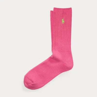 Polo Ralph Lauren Signature Pony Cotton-blend Crew Socks In Pink