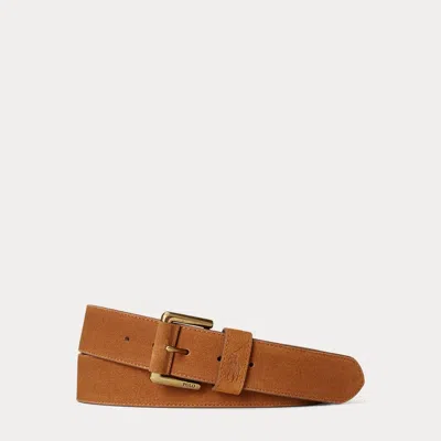 Polo Ralph Lauren Signature Pony Suede Belt In Tan