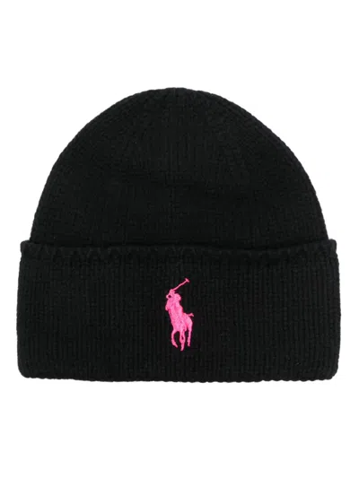 Polo Ralph Lauren Signature Pony Wool Beanie Hat In Black