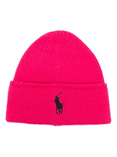Polo Ralph Lauren Signature Pony Wool Beanie Hat In Pink