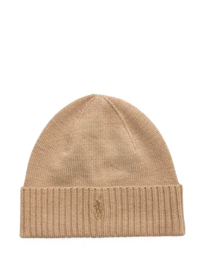 Polo Ralph Lauren Signature Pony Wool Beanie In Brown